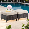 Joyside Patio Ottoman Set of 2, All Weather Outdoor Rattan Ottomans Patio by Joyside