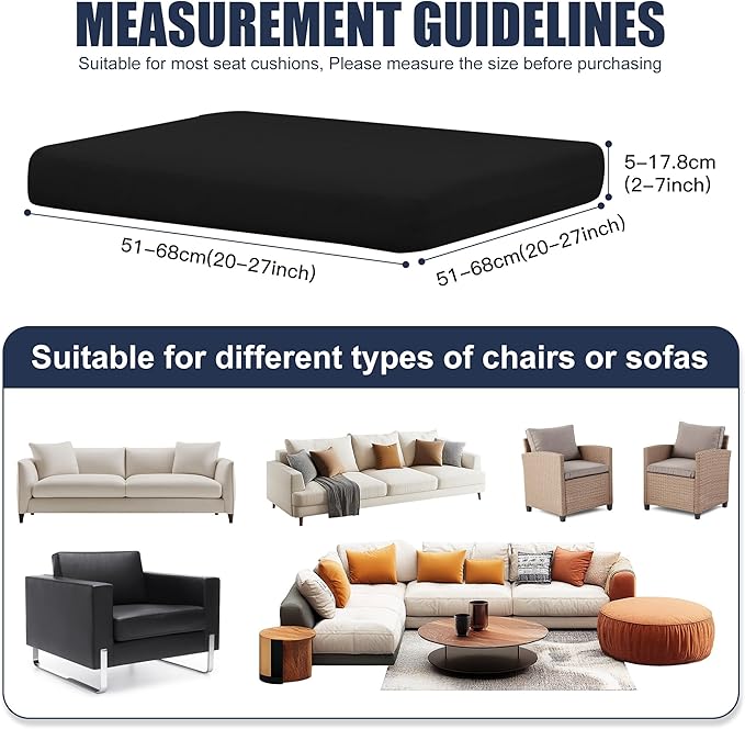 Sofa Covers, 4 Pack Black Stretch Outdoor Cushion Slipcovers