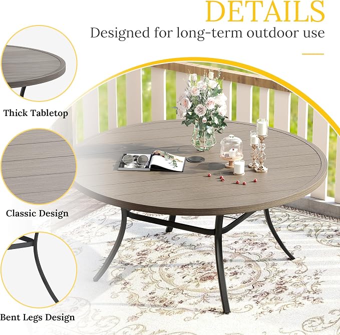 VICLLAX 50" Outdoor Round Patio Table - Image 4