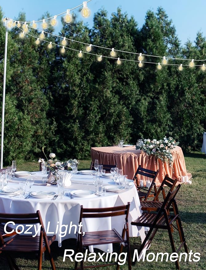 Outdoor String Lights, 25 ft Warm White G40 LED with 2 Spare Bulbs