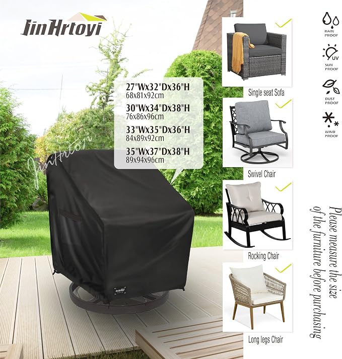 JinHrtoyi Outdoor Chair Covers 2 Pack, 30Wx34Dx38H inches Patio Chair Cover - Image 3