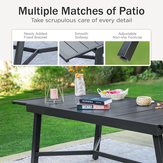 PHI VILLA 9 PCS Patio Dining Set, Outdoor Table and Chair Set - Image 8