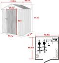 Storage Shed 4' x 4' Galvanized Steel with Lockable Door, Gray