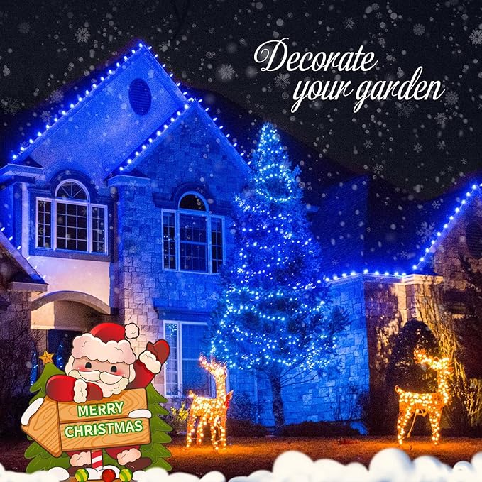 String Lights, 163 ft Blue Christmas Light Set with 500 LEDs for Outdoor Use