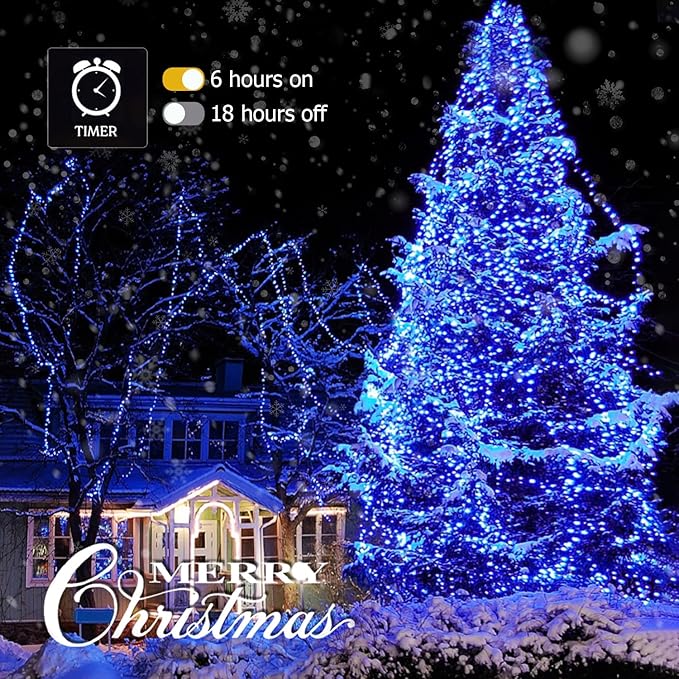 String Lights, 163 ft Blue Christmas Light Set with 500 LEDs for Outdoor Use