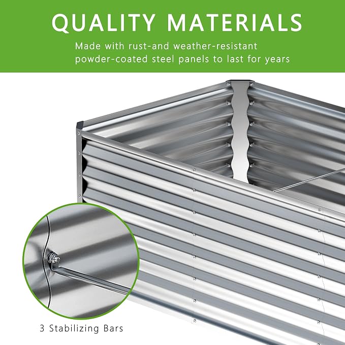 8x4x2FT Galvanized Raised Garden Bed, Planter Raised Beds-Metal Garden Box - Image 4