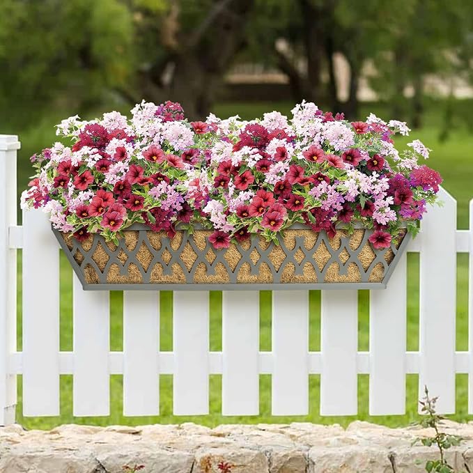 4 Pack 24 Inch Window Boxes Planters Railing Planter Box - Image 4