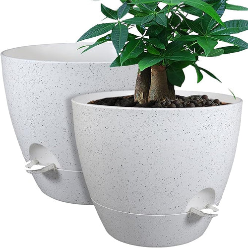 12inch 2Pack Large Self Watering Planters, Plastic Plant Pots by UOUZ