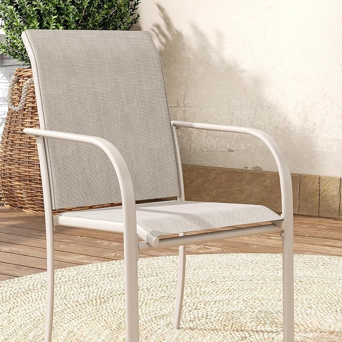 VICLLAX Patio Table and Chair Set of 4, All Weather Metal Round Outdoor Dining - Image 4