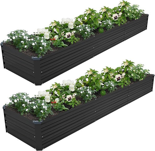 12×2×1FT Galvanized Raised Garden Bed Kit, Metal Planter Boxes, Large Outdoor by ZUNUDA