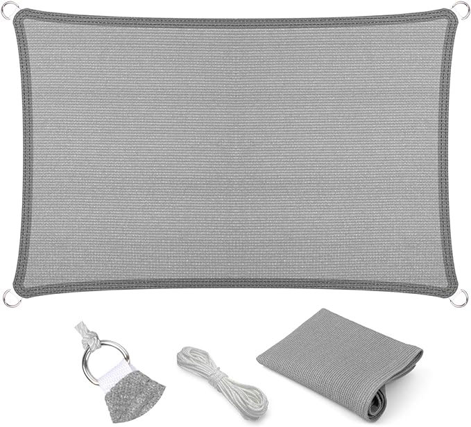 Eden's Decor Straight Flat-Edged Sun Shade Sail Rectangular 9' x 22' Grey by EdensDecorInc