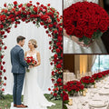 Artificial Flowers: 104 Pcs Red Faux Roses in Silk and Plastic