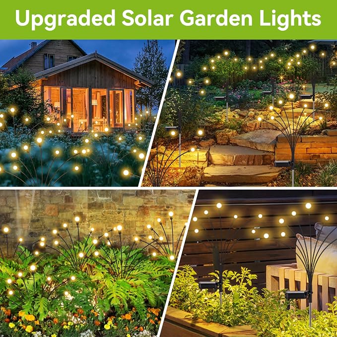 Solar Garden Lights Outdoor Waterproof, 4 Pack 32 LED Swaying Light Firefly - Image 6