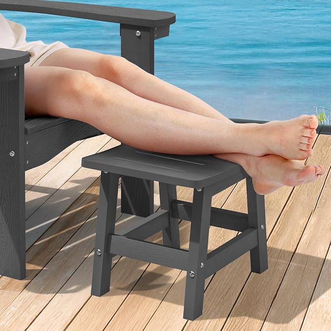 LUE BONA Outdoor Adirondack Ottomans, Footrest Footstool Set of 2, Outdoor Foot by LUEBONA