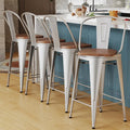 Alunaune 26" Swivel Metal Bar Stools Set of 4 High Back Counter Height by HomeFurniture