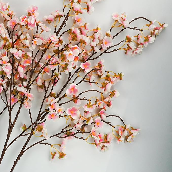Artificial Cherry Blossom Branches, Pink Faux Silk, 40.5 in, 8 Pack