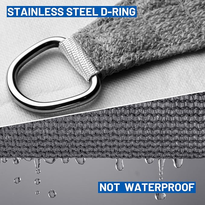 SUNLAX Sun Shade Sail 13' x 17' Dark Grey Rectangle Canopy Sail Shade Cover UV - Image 6