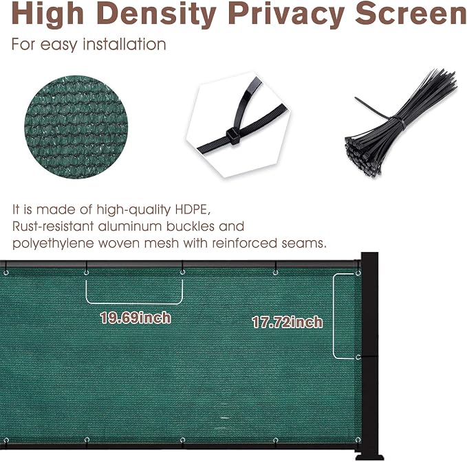 SUNNY GUARD Customized 3'x15' Dark Green Balcony Privacy Screen, 92% Shade - Image 4