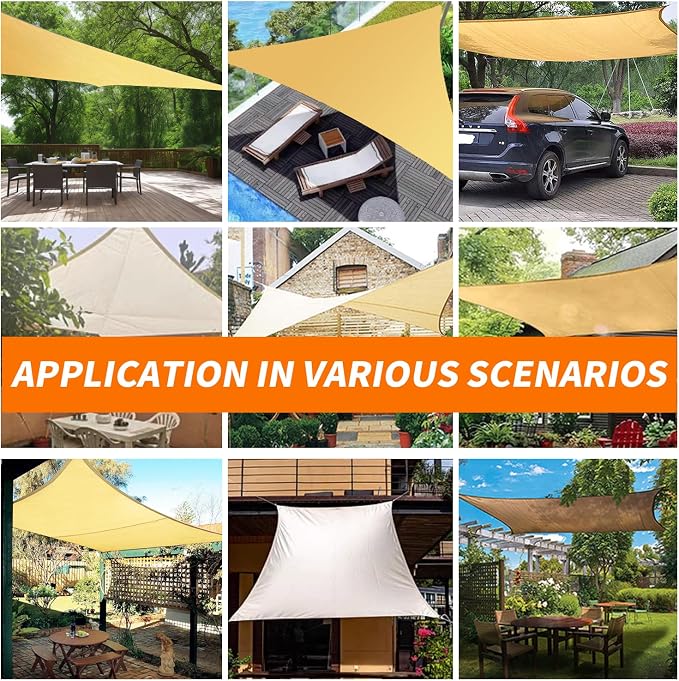 20' x 20' Sand Rectangle Sun Shade Sail Outdoor Canopy Awning UPF50+, 95% UV - Image 5