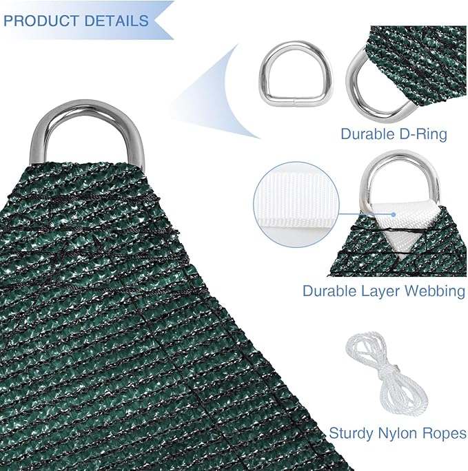 E&K Sunrise 7' x 7' x 7' Sun Shade Sail Triangle Canopy Shade Cover UV Block - Image 4