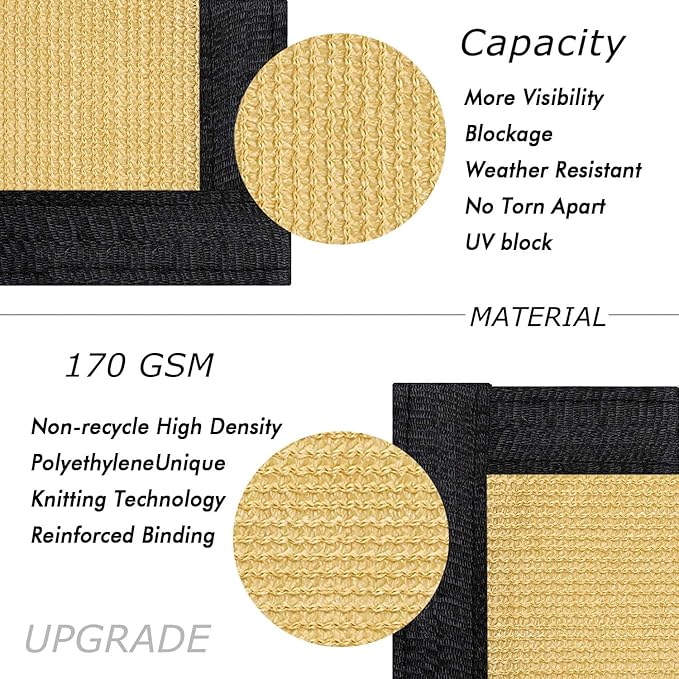 UPGRADE Privacy Fence Screen 6'x35' Sand Outdoor 90% Visibility Blockage 170 - Image 2