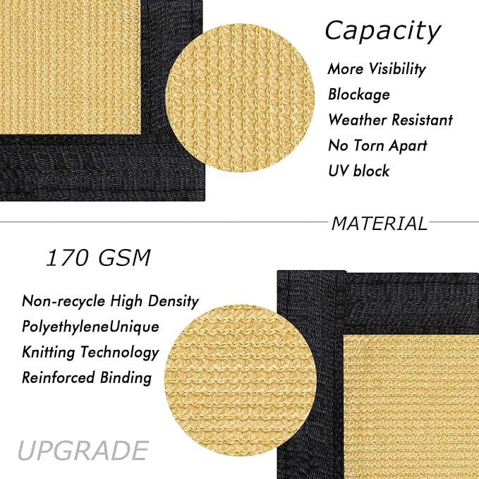 UPGRADE Privacy Fence Screen 5'x80' Sand Outdoor 90% Visibility Blockage 170 - Image 2