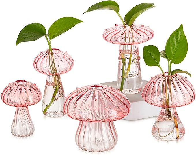 Pots for Propagation: Pink Mushroom Glass Terrarium, Borosilicate