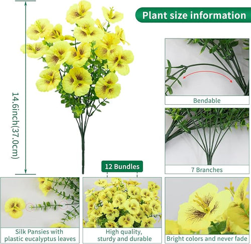 12 Bundles Artificial Pansy Flowers - Image 2