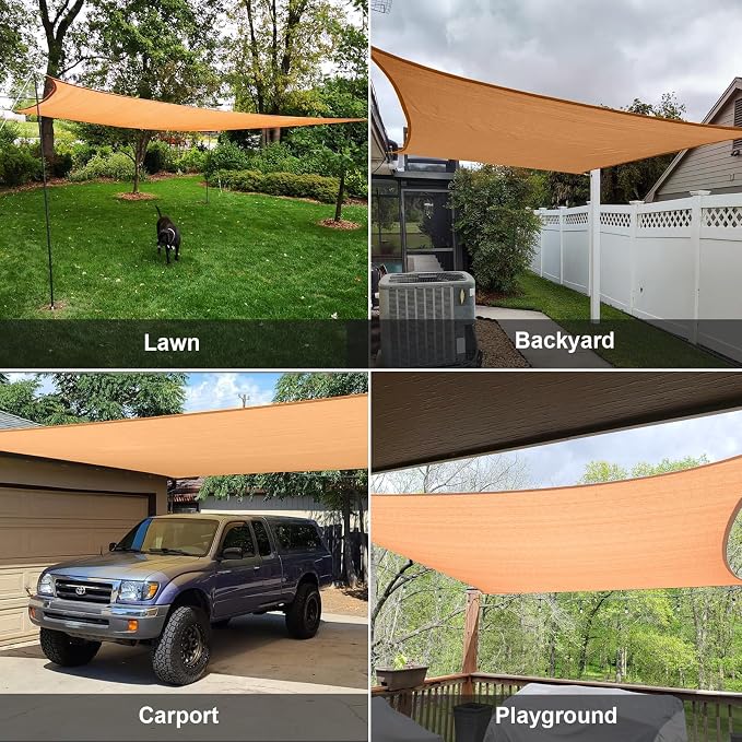 SUNLAX Sun Shade Sail 8' x 18' Peach Fuzz Rectangle Canopy Sail Shade Cover UV - Image 7