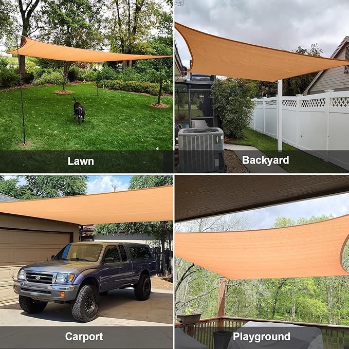 SUNLAX Sun Shade Sail 11' x 20' Peach Fuzz Rectangle Canopy Sail Shade Cover UV - Image 7