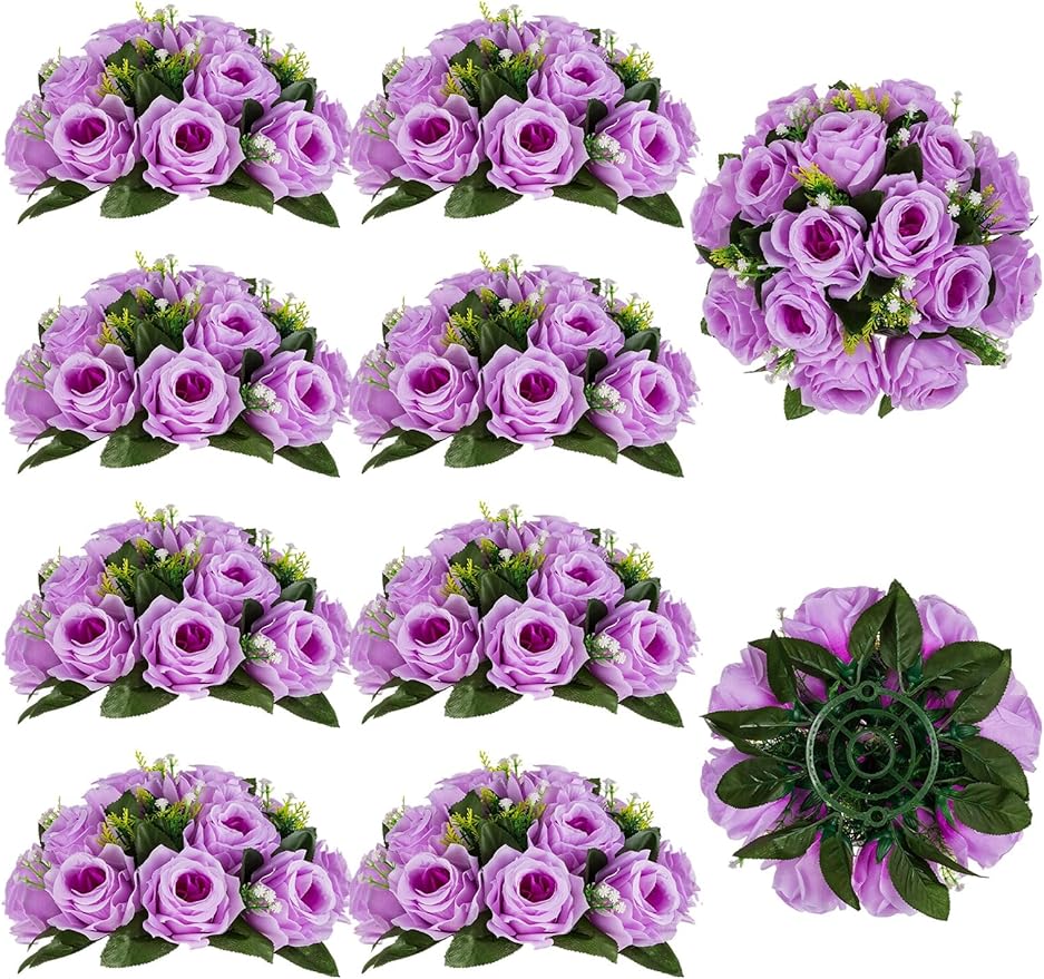 Artificial Flower Balls, Lilac Silk Roses for Centerpieces