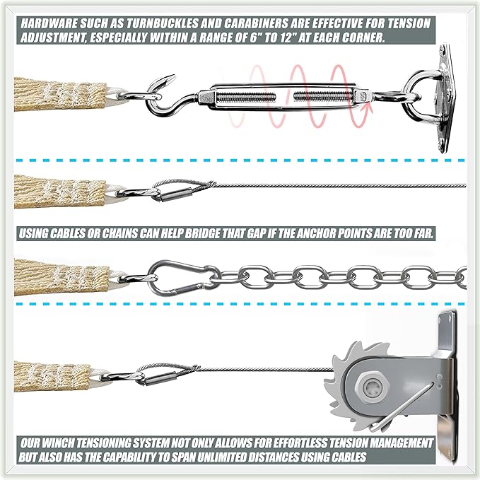 Amgo Custom Size 17' x 21' x 27' Turquoise Triangle Sun Shade Sail UPF50+ - Image 3