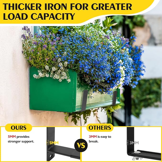 LukLoy Window Box Brackets, 4 Pack Adjustable Heavy Duty Wall Mount Flower Box - Image 3