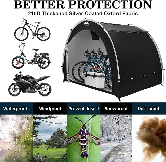 Storage Shed for Bikes, 210D Oxford Waterproof Tent with Window