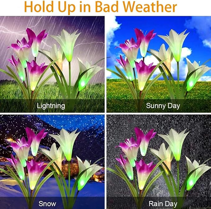 Solar Lights Outdoor Waterproof, 4 Pack Garden Decor Lights, 16 Multi-Color - Image 4