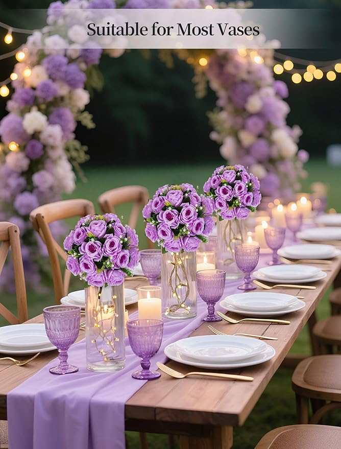 Artificial Flower Balls, Lilac Silk Roses for Centerpieces