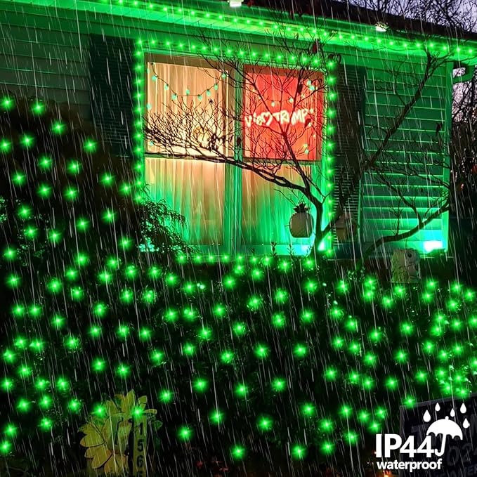 String Lights 200 LED Green 66 ft Waterproof for Outdoor Use