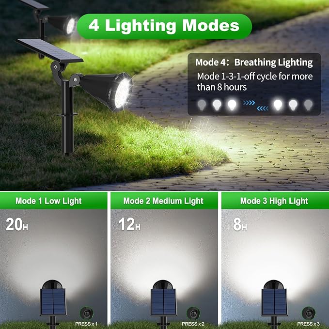 Solar Lights Outdoor Waterproof IP65 180° Adjustable Solar Powered Landscape - Image 3