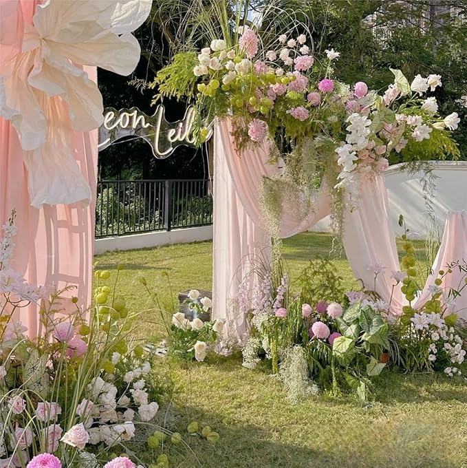 Outdoor Curtains Sheer Pink Gauze Arch Drape, 4 Panels 29 x 240 In