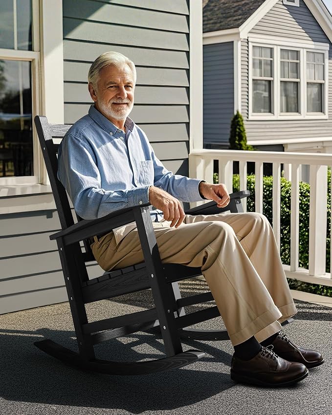 SERWALL Oversized Outdoor Rocking Chair Set of 2, HDPE Rocker - Image 9