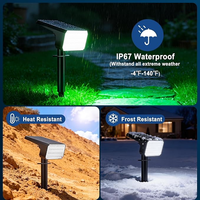 LANSOW Solar Spot Lights Outdoor Color Changing, 2 Pack/7 Modes Waterproof - Image 5