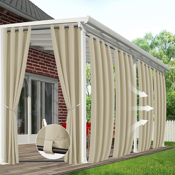 HolidayIdeas Outdoor Curtains for Patio Waterproof 6 Panels 54x95 by HolidayIdeas