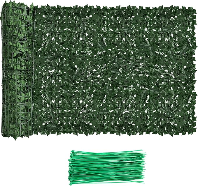 Faux Ivy Fence Privacy Screen Outdoor Expandable Artificial Greenery Roll Fake by Moeput
