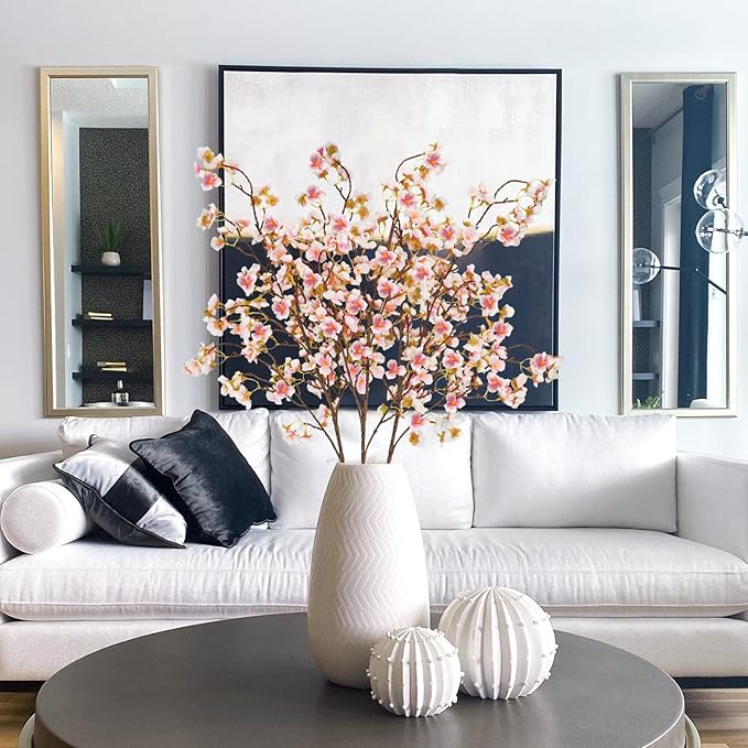 Artificial Cherry Blossom Branches, Pink Silk Flowers, 40.5 Inch