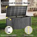 Deck Box, 200 Gallon Black Resin Outdoor Storage with Lockable Lid