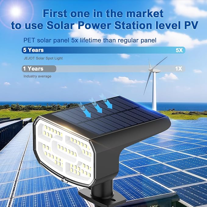 Solar Spot Lights Outdoor Waterproof IP65, 4 Pack, Cool Light, 2 Lighting Modes - Image 4