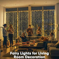 Curtain String Lights, 900 LED, Warm White, 8 Modes