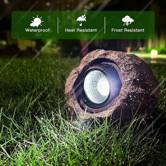 Timeflies Solar Rock Lights Outdoor, 2 Pack Super Bright Solar Spot Lights - Image 3