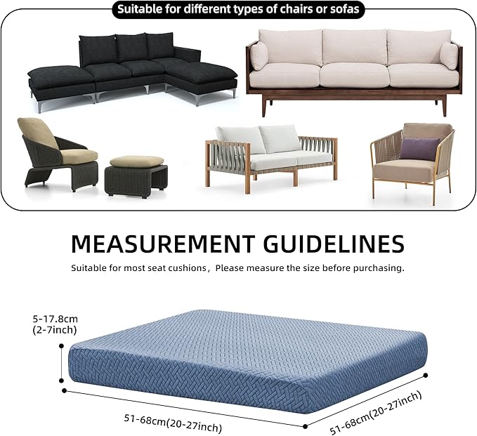Sofa Covers, Stretch Outdoor Cushion Slipcovers, Polyester-Spandex Blend