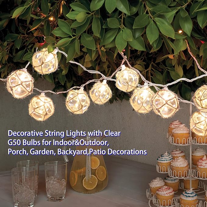 Indoor String Lights, 10 Clear Nautical Buoy Balls, 9.83 Ft Plug-In